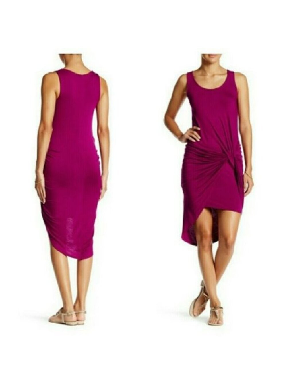 The Vanity Room Nordstrom Purple Wrap Hi-Low Bodycon Sleeveless Dress Large NWT